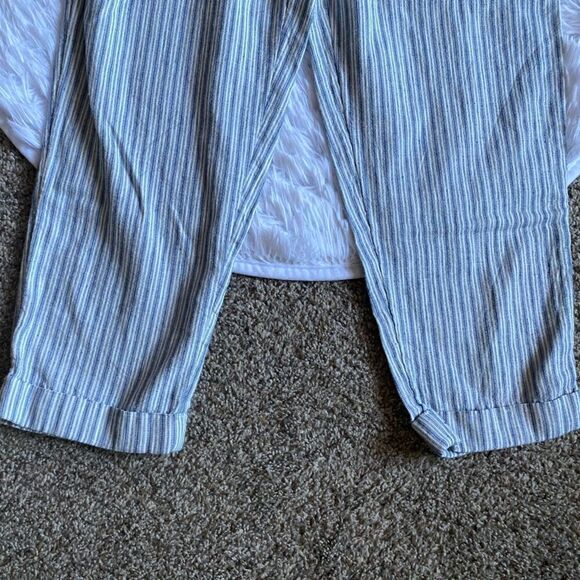 American Eagle Pants Linen Cotton Blend Stripes Drawstring Waist New Size Medium - Picture 7 of 10